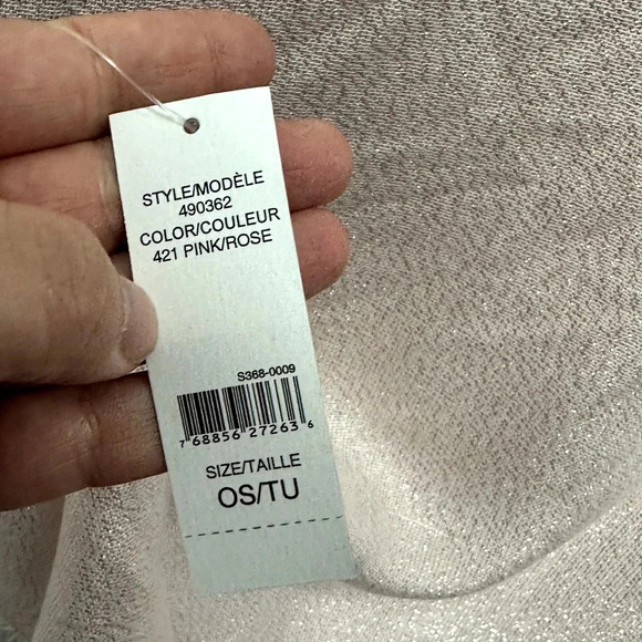 Lord & Taylor Scarf Womnes One Size Pink Glitter Shimmer Fringe Wrap‎ NWT - Picture 3 of 5